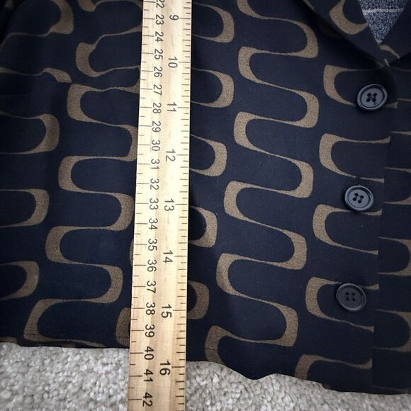 Reformation Noah Size 8 Black and Brown Cropped Short Sleeve Shirt Collared - Picture 6 of 6